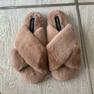 Cozy Tan Fuzzy Slippers by
